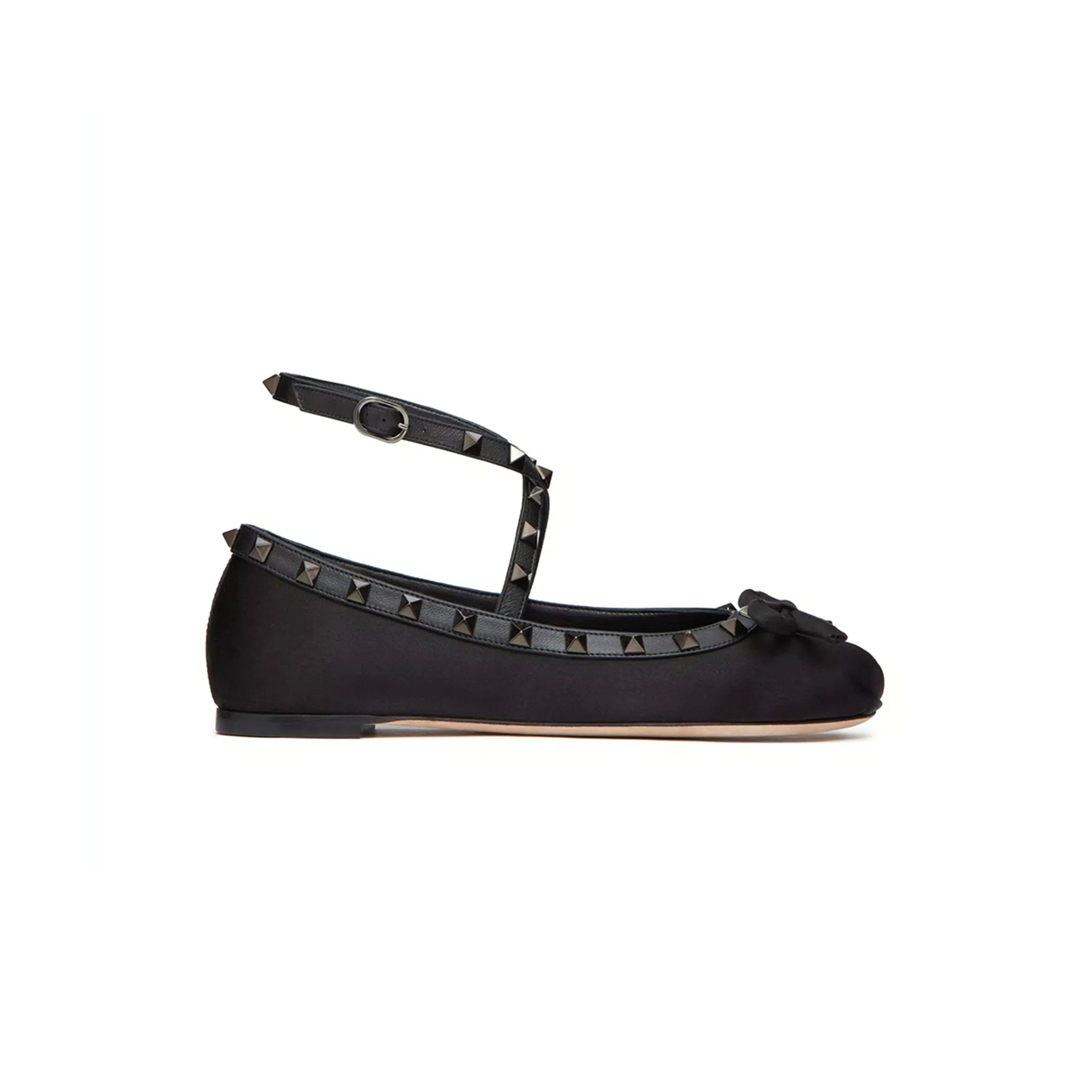 VALENTINO ROCKSTUD SATIN BALLERINA WITH TONE-ON-TONE STUDS 5W2S0HB6EQL_0NO VALENTINO ROCKSTUD SATIN BALLERINA WITH TONE-ON-TONE STUDS 5W2S0HB6EQL_0NO